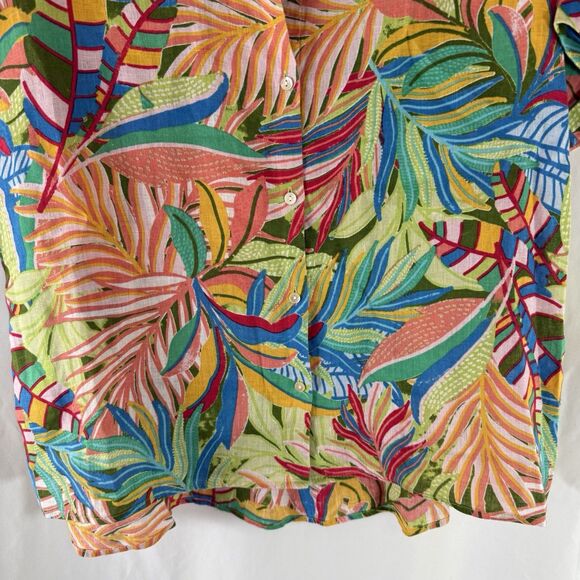 C&C California 100% Linen Blouse Women's Large Short Sleeve Button Up Lightweigh - Picture 3 of 9